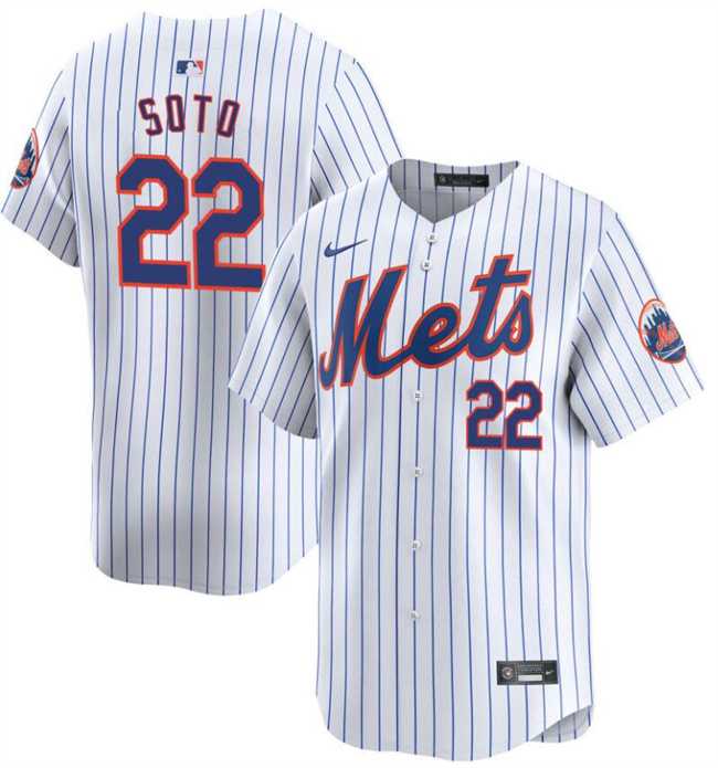 Men%27s New York Mets #22 Juan Soto White Home Limited Stitched Jersey Dzhi